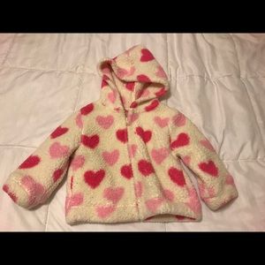 Pink heart fleece baby girls